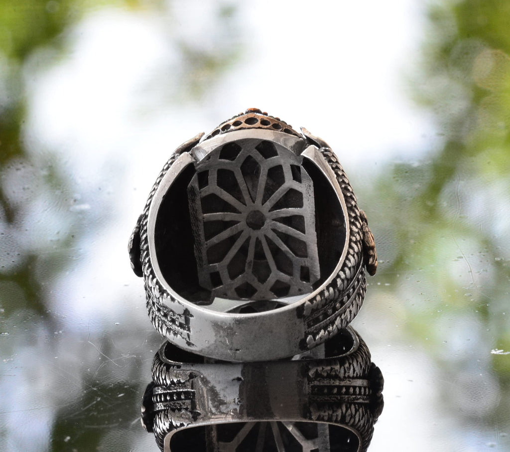 Silver Eagle Claw Turquoise Ring — 8
