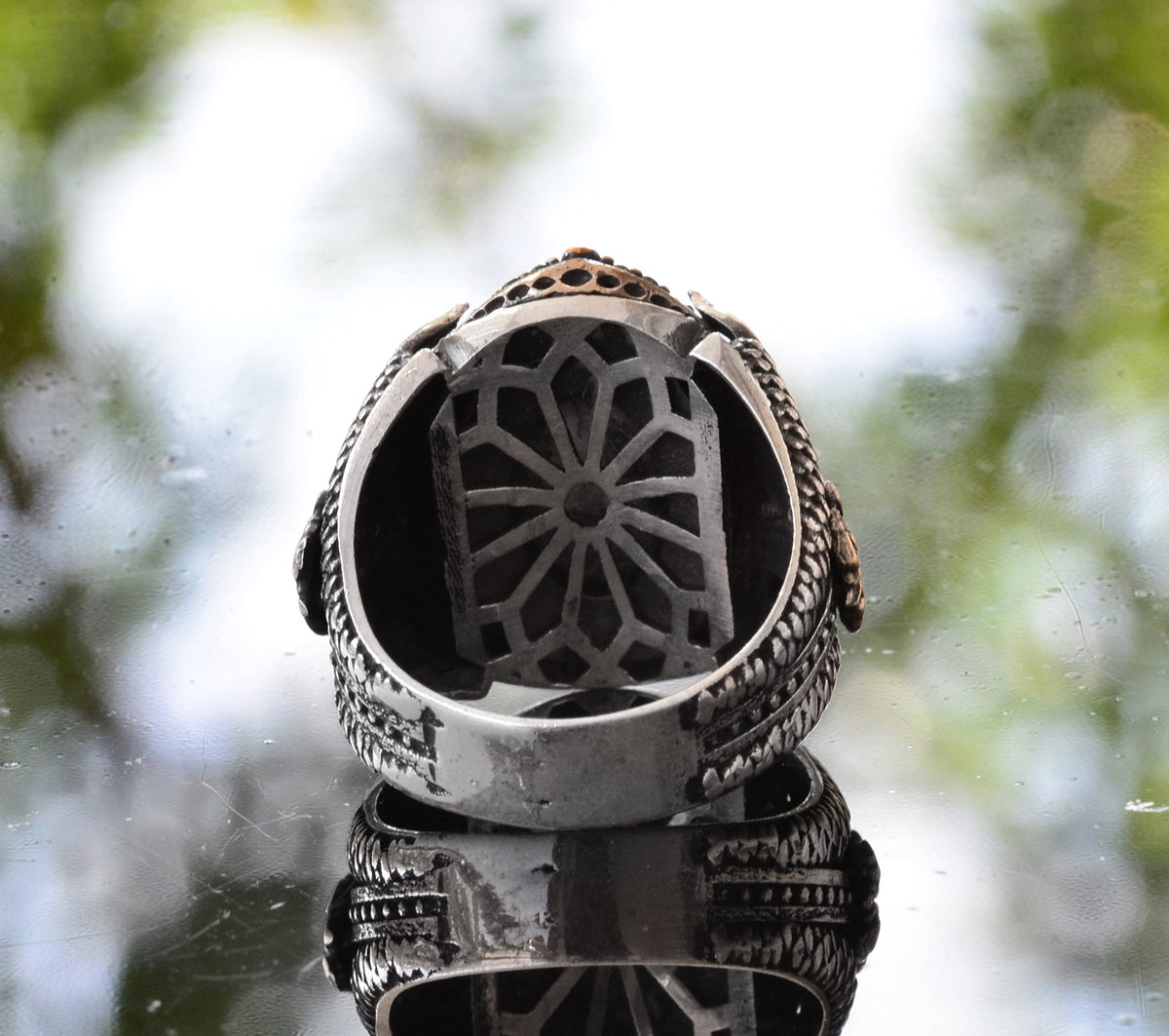 Silver Eagle Claw Turquoise Ring — 8