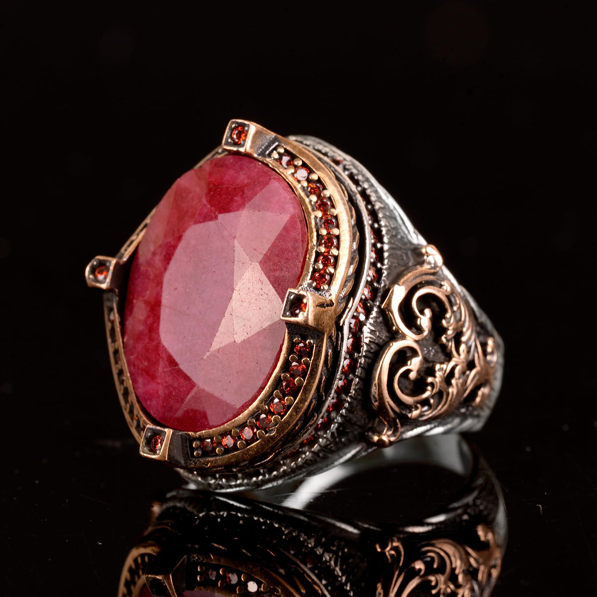 925 Sterling Silver Men's Ring with Natural Ruby Stone - Handmade Craft Jewelry — 5
