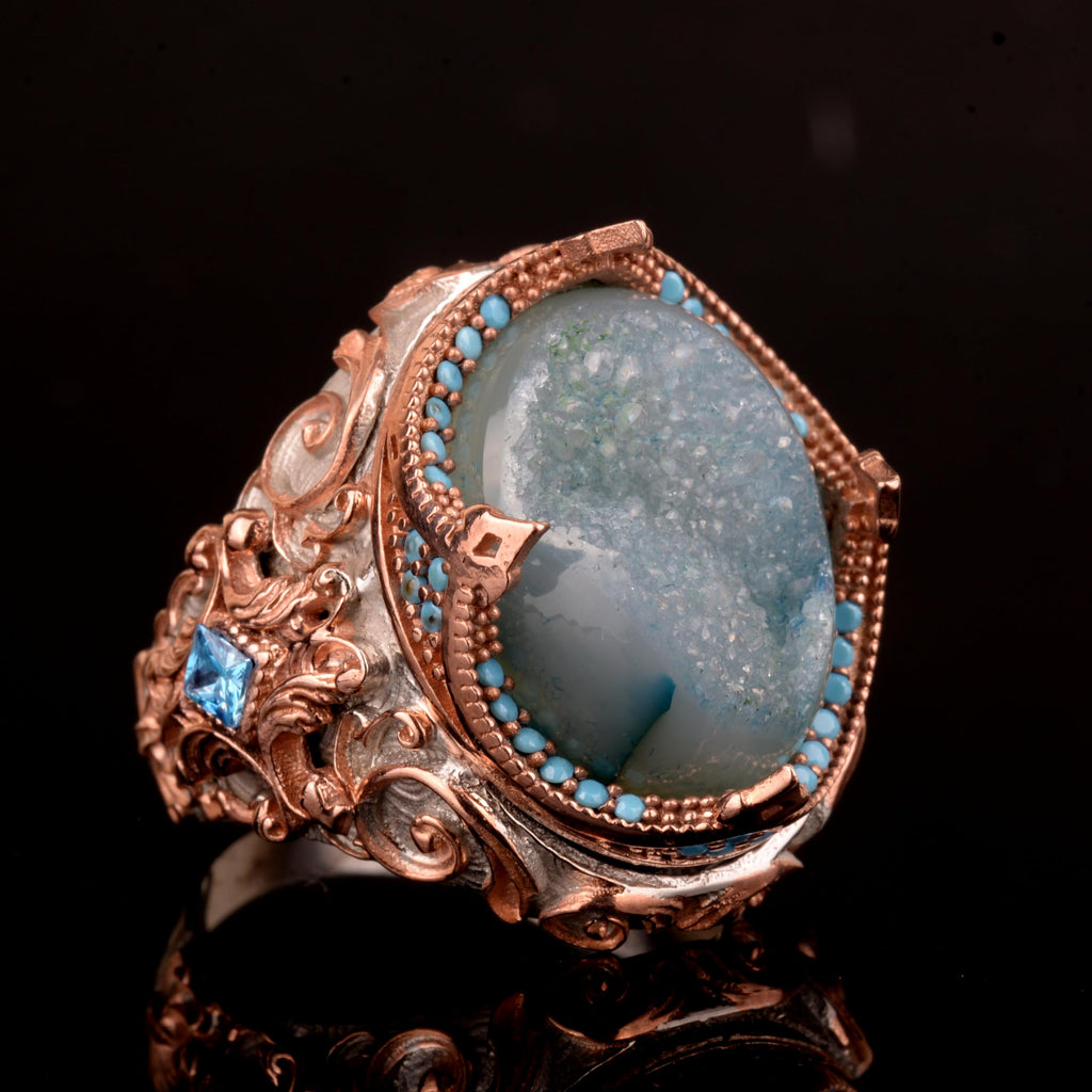 Natural Drusy Crystal Quartz Ring - 925 Sterling Silver — 4