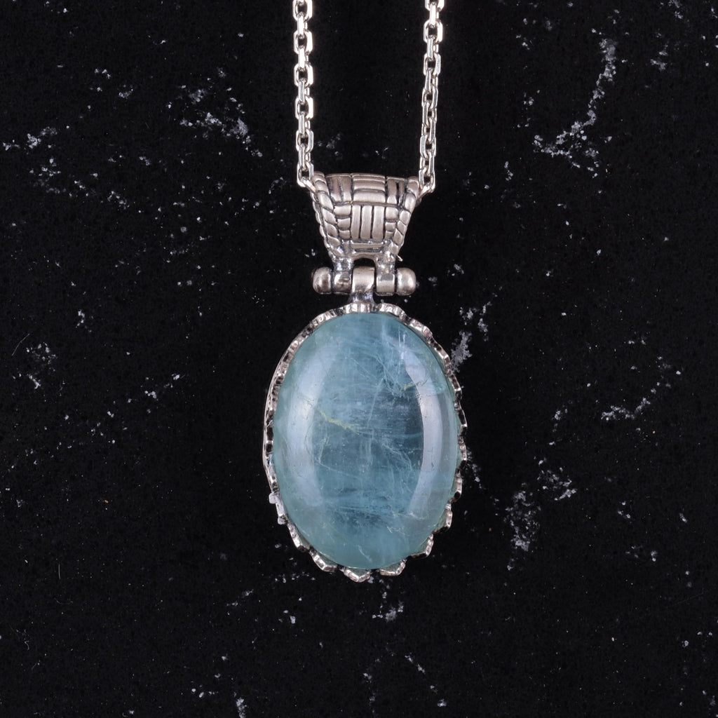 Natural Aquamarine Necklace - 925 Sterling Silver Necklace — 4