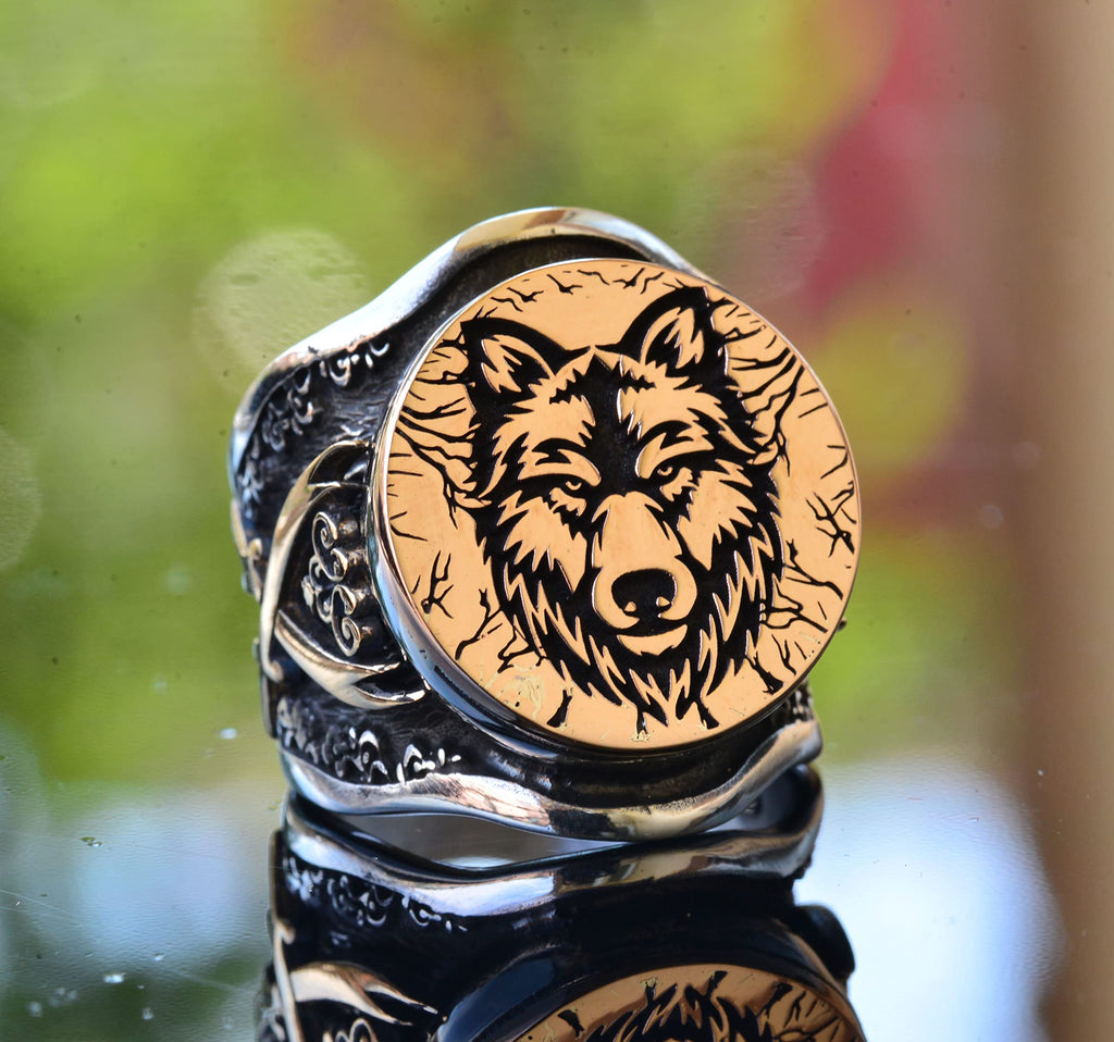 Wolf Head Ring, Silver Wolf Ring, 925 Sterling Silver Men's Ring, Big Ring — 4