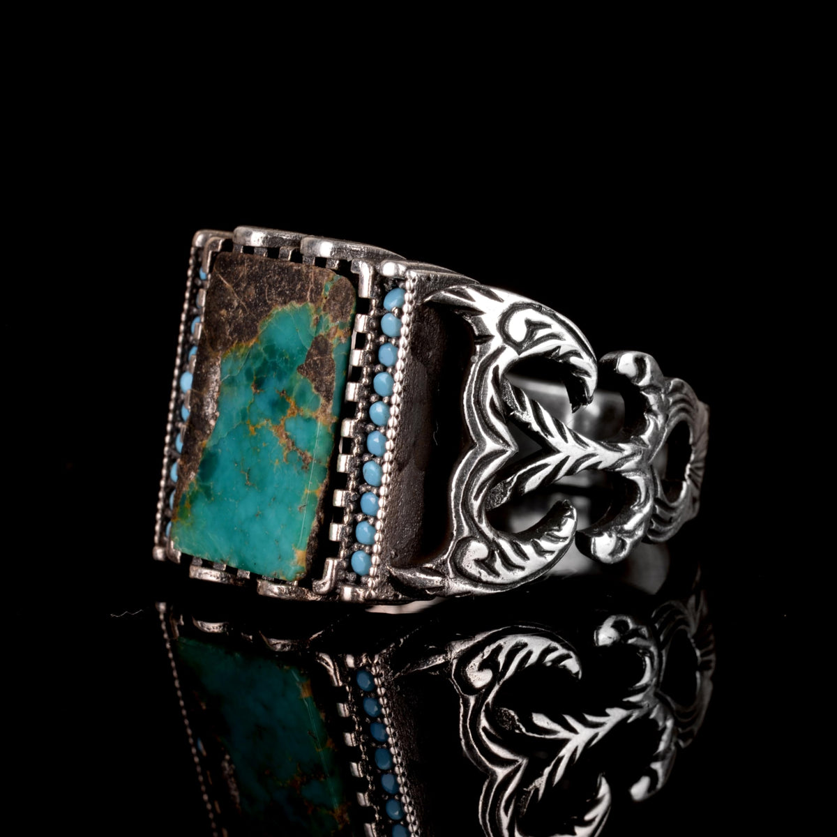 Natural Arizona Turquoise Stone Ring - 925 Sterling Silver Handmade Ring — 5
