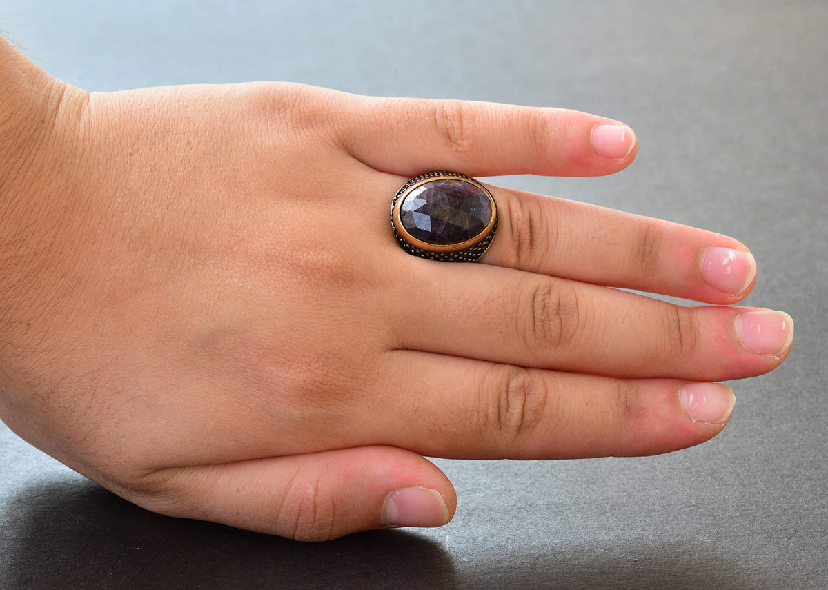 Natural Sapphire Men's 925 Sterling Silver Ring — 6