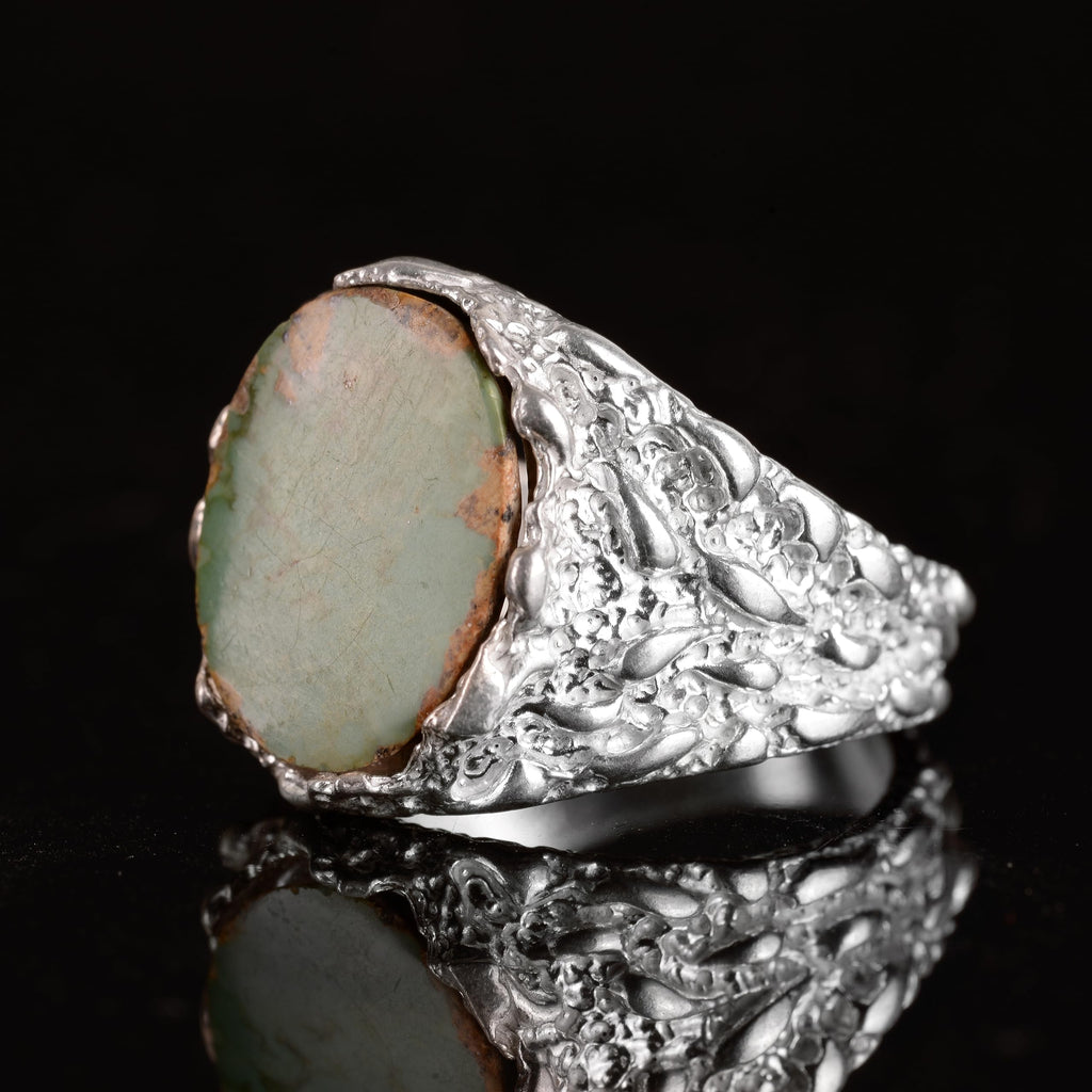 Natural Arizona Turquoise Stone Ring - 925 Sterling Silver Minimalist Ring (Model-2) — 6