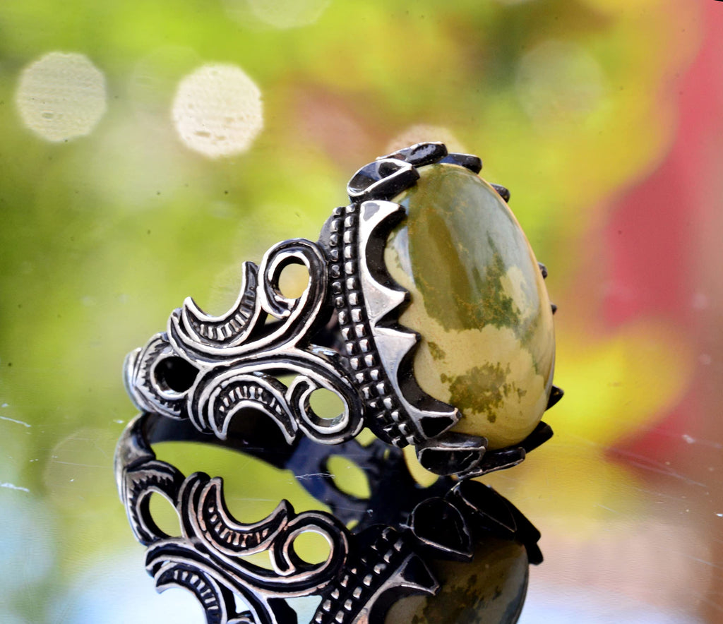925 Sterling Silver Natural Arizona Turquoise Stone Men's Ring (Model-2) — 4