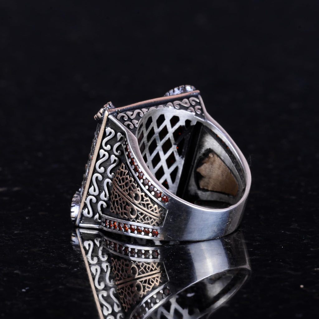Real Natural Ruby Stone Men's Ring - Handmade, 925 Sterling Silver Ring — 4
