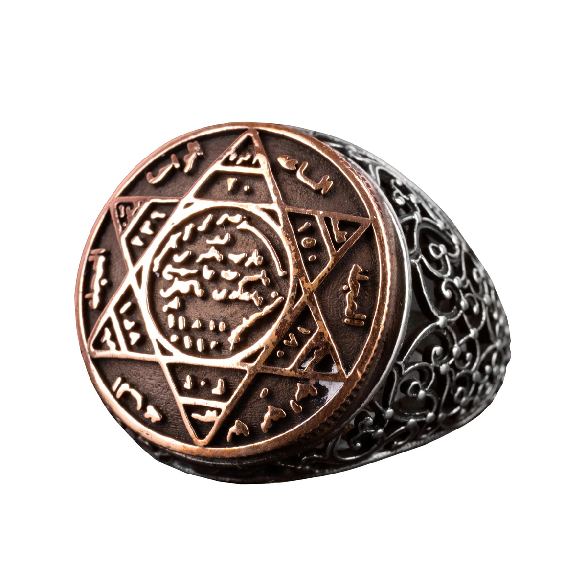 KAMBO Handmade 925 Sterling Silver Star of David Ring, King Solomon Seal Jewish Symbol, Adjustable Size, Vintage Stateme