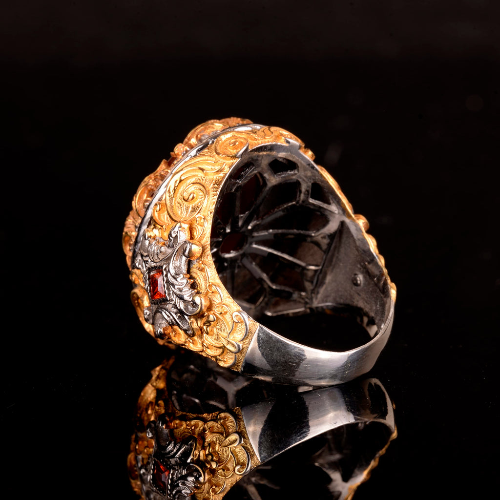 Handmade Ring - 925 Sterling Silver Gold Plated (Lion) — 7
