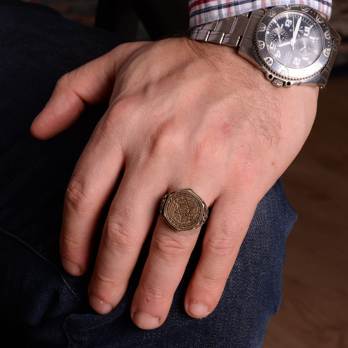 Islamic Solomon Talisman Ring, Silver Talisman Ring, 925 Sterling Silver Men's Ring, Big Ring — 6