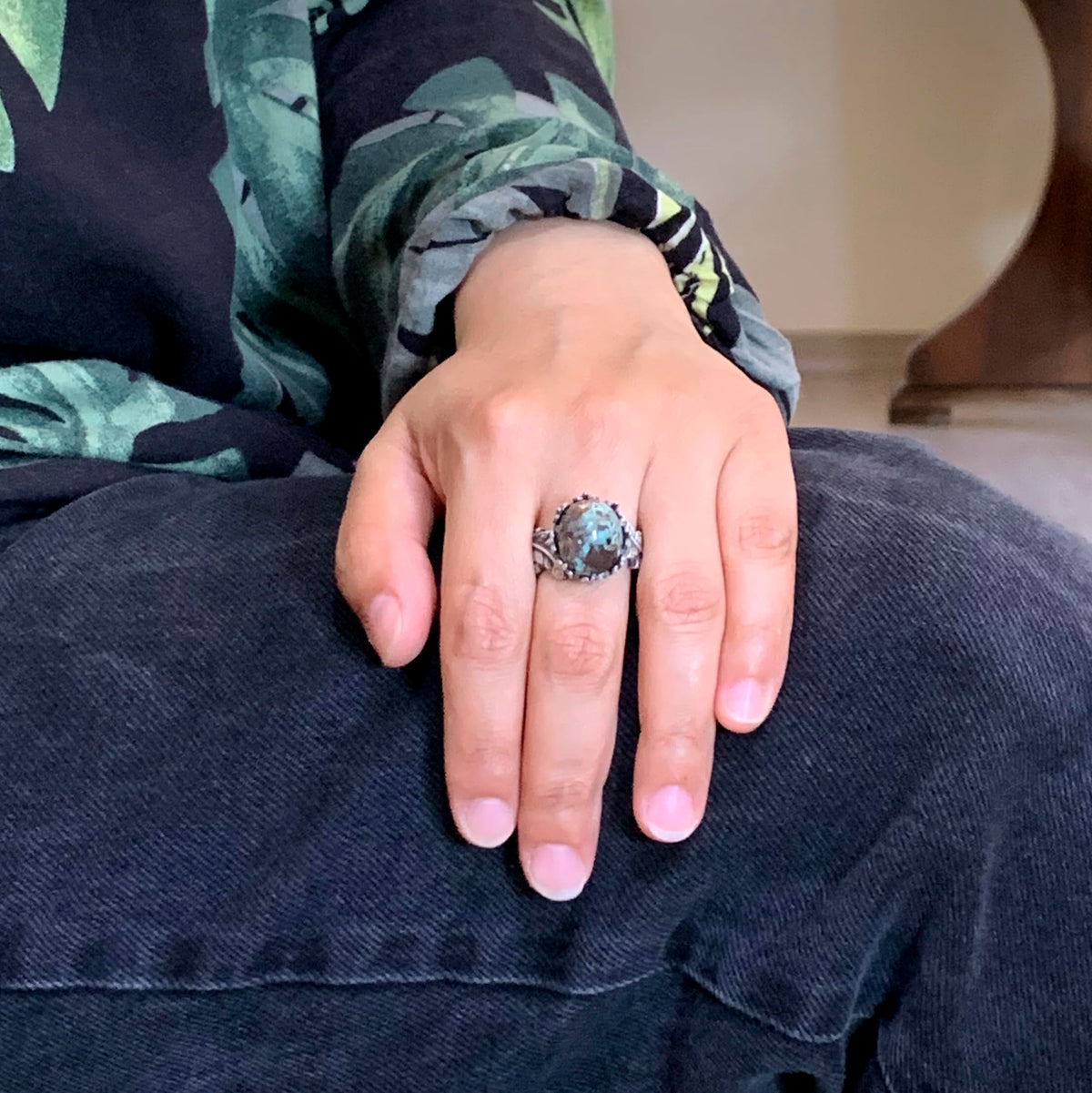 Natural Arizona Turquoise Stone Ring, 925 Sterling Silver Ring — 3