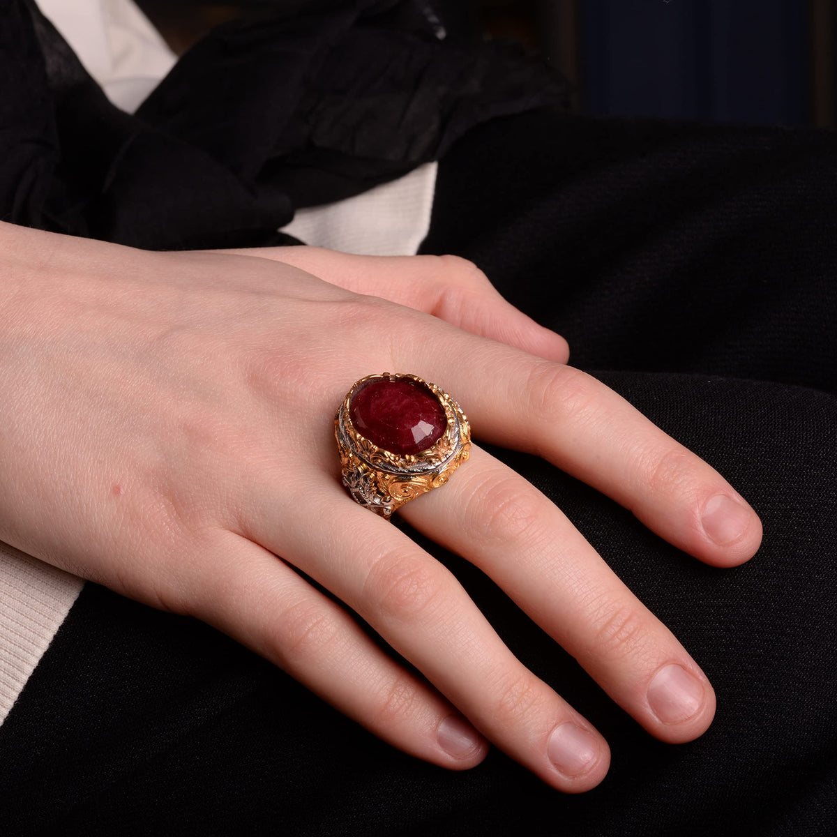 Natural Ruby Stone Ring, 925 Sterling Silver (Model-2) — 6