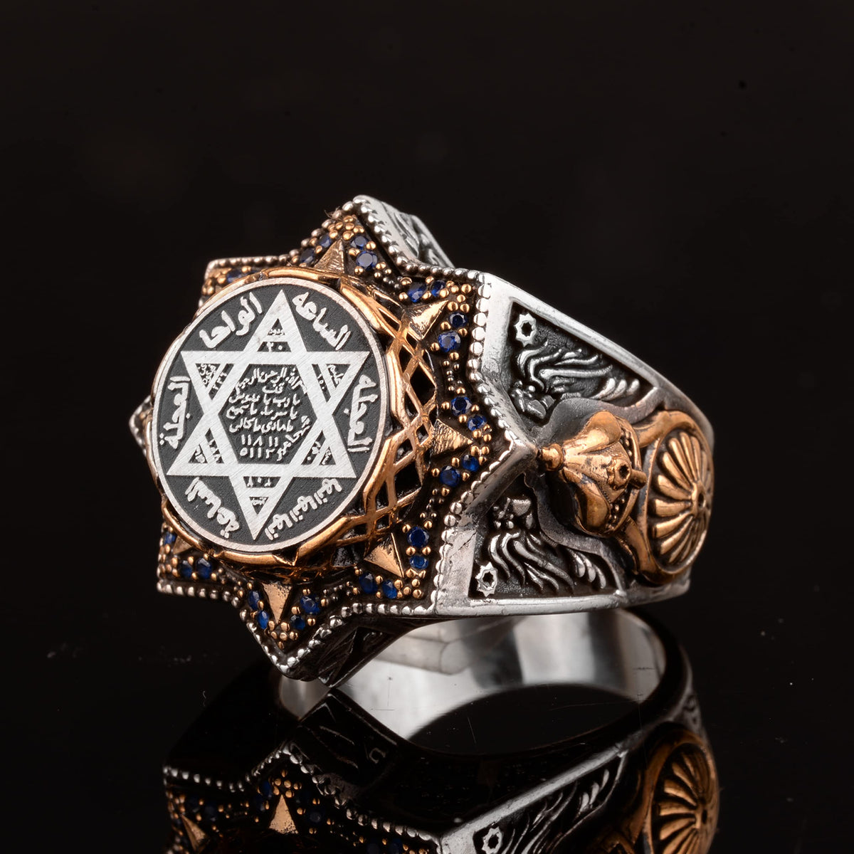 Handmade Star of Solomon Ring - 925 Sterling Silver Men's Ring, Star of David Symbol — 5