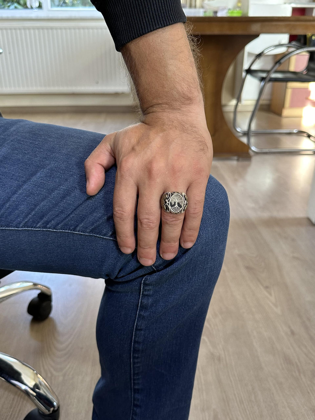 Silver Patterned Ring, Emblem - Cultural Design (Yggdrasil Tree of Life) — 3