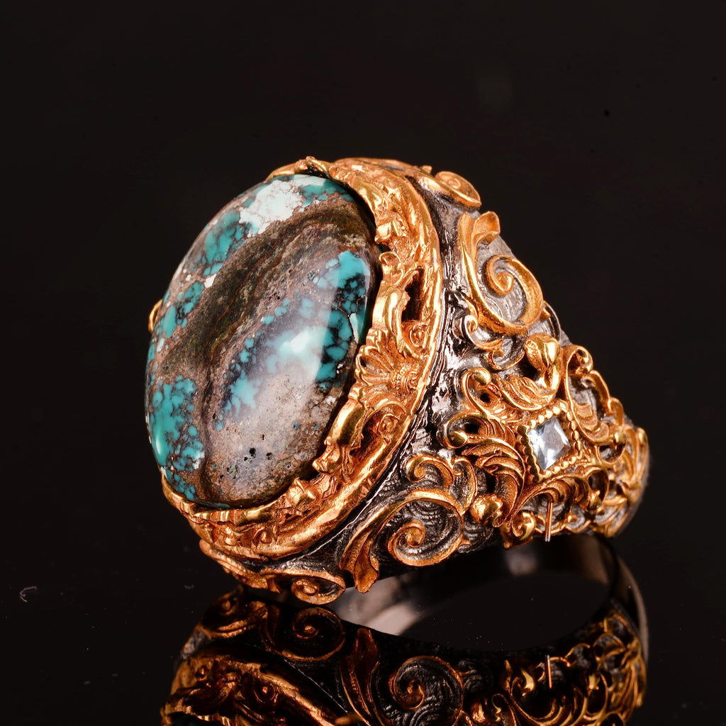 Natural Azurite Stone Ring, Handmade, 925 Sterling Silver — 4