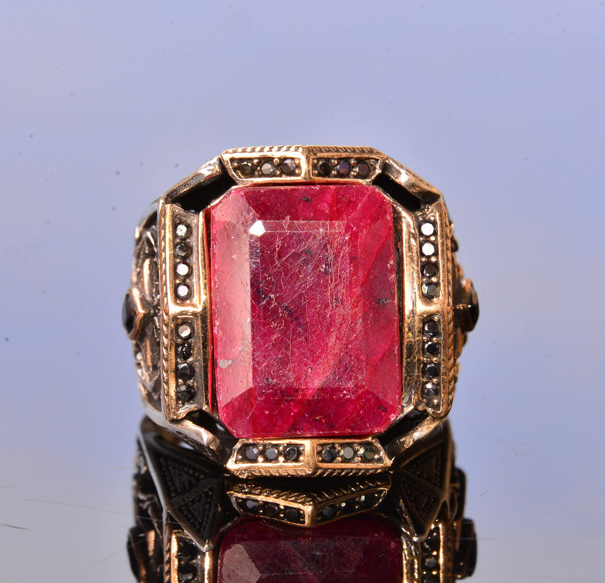Real Ruby Stone Ring - Silver Birthstone Ring — 3