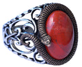 Natural Bloodstone Snake Ring, Handmade Ring, Silver Men's Ring, Gift, Silver Accessory, Brown