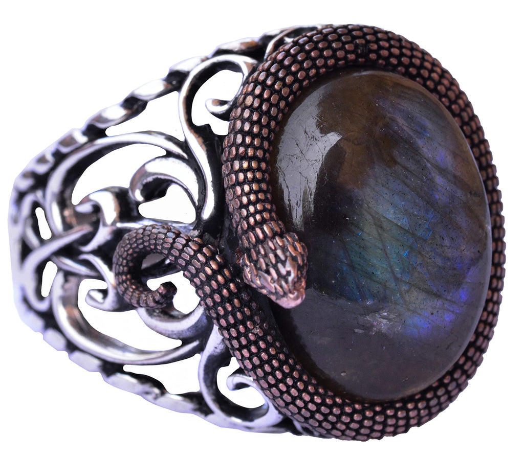 925 Sterling Silver Men's Ring - Handmade Elegance with Natural Labradorite Stone