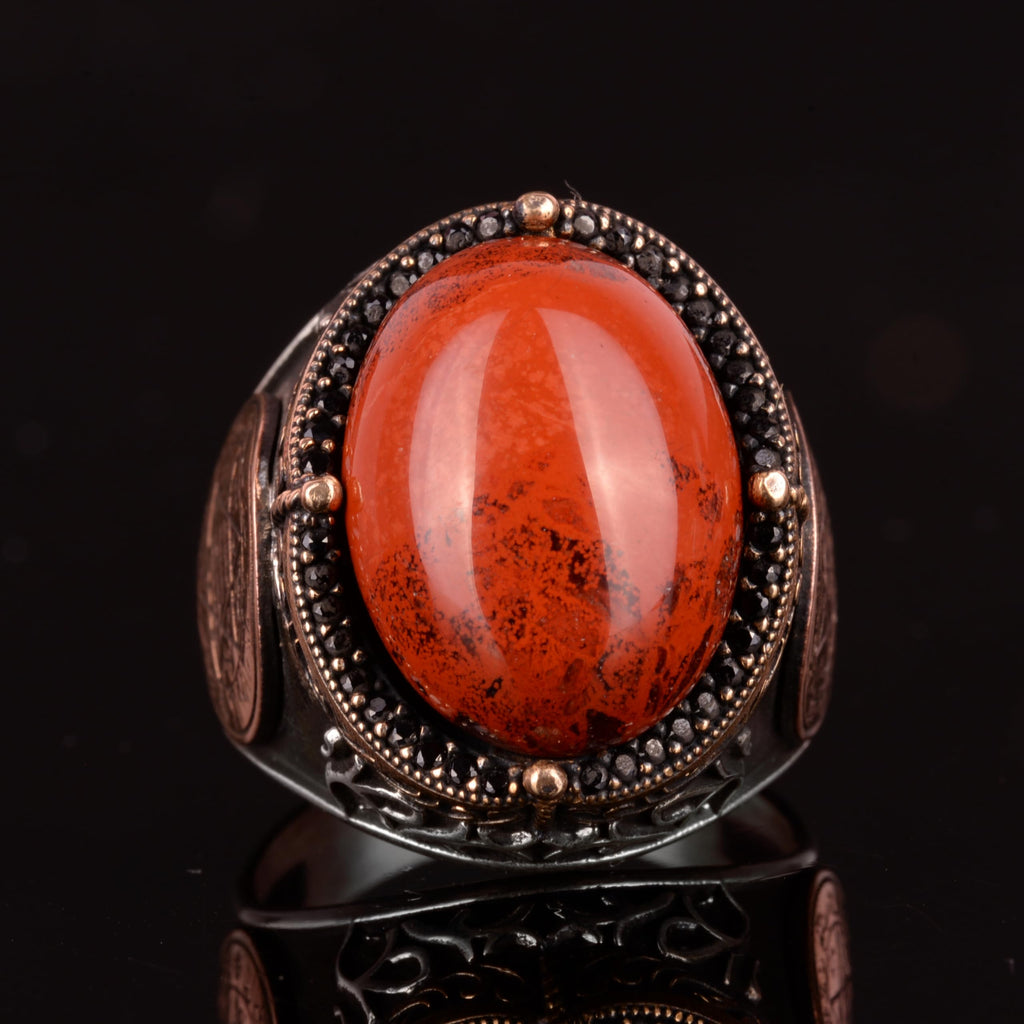 Silver Seal of Solomon Ring, Natural Red Bloodstone Ring – 925 Sterling Silver Men's Ring — 4