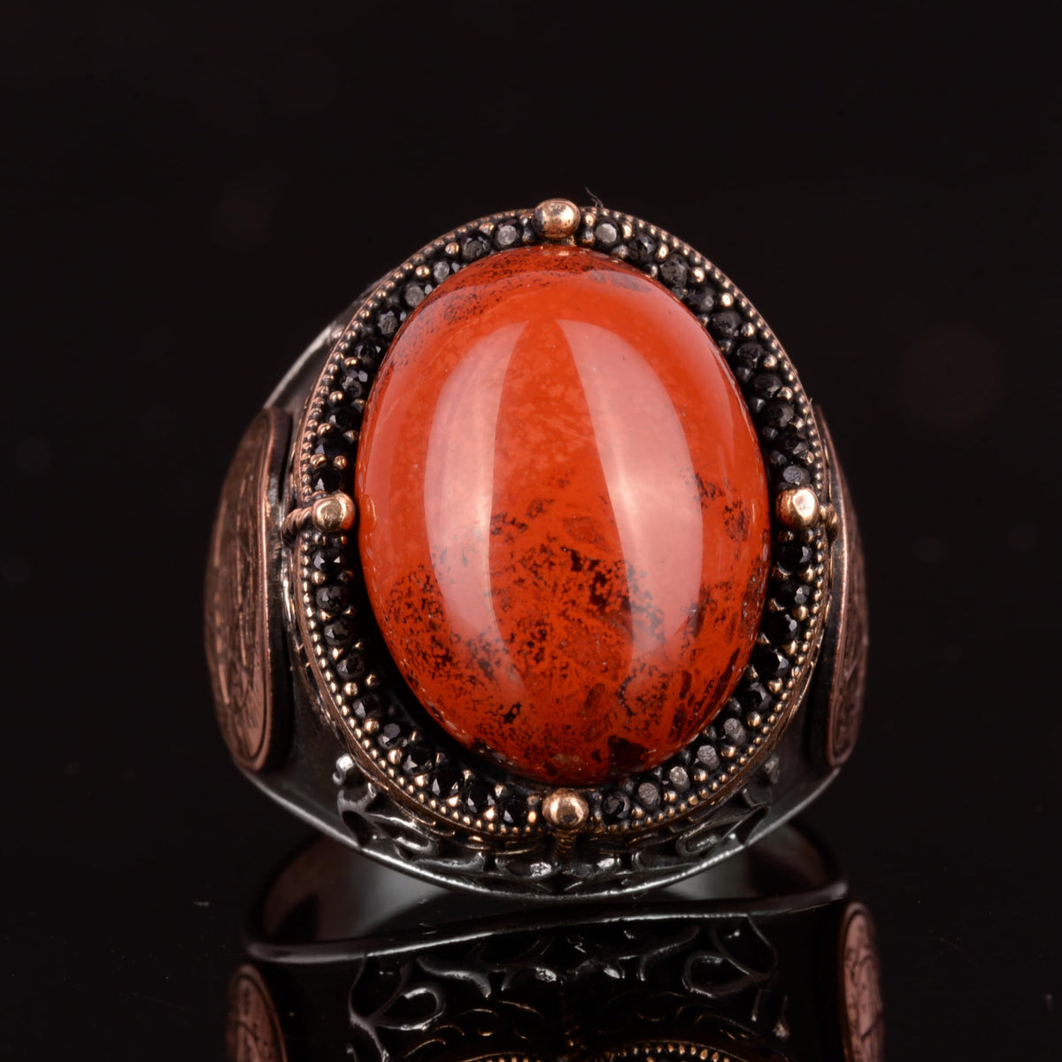 Silver Seal of Solomon Ring, Natural Red Bloodstone Ring – 925 Sterling Silver Men's Ring — 4