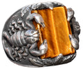 Handmade Silver Men's Ring | Natural Tiger's Eye Stone and Scorpion Design | Bold and Protective
