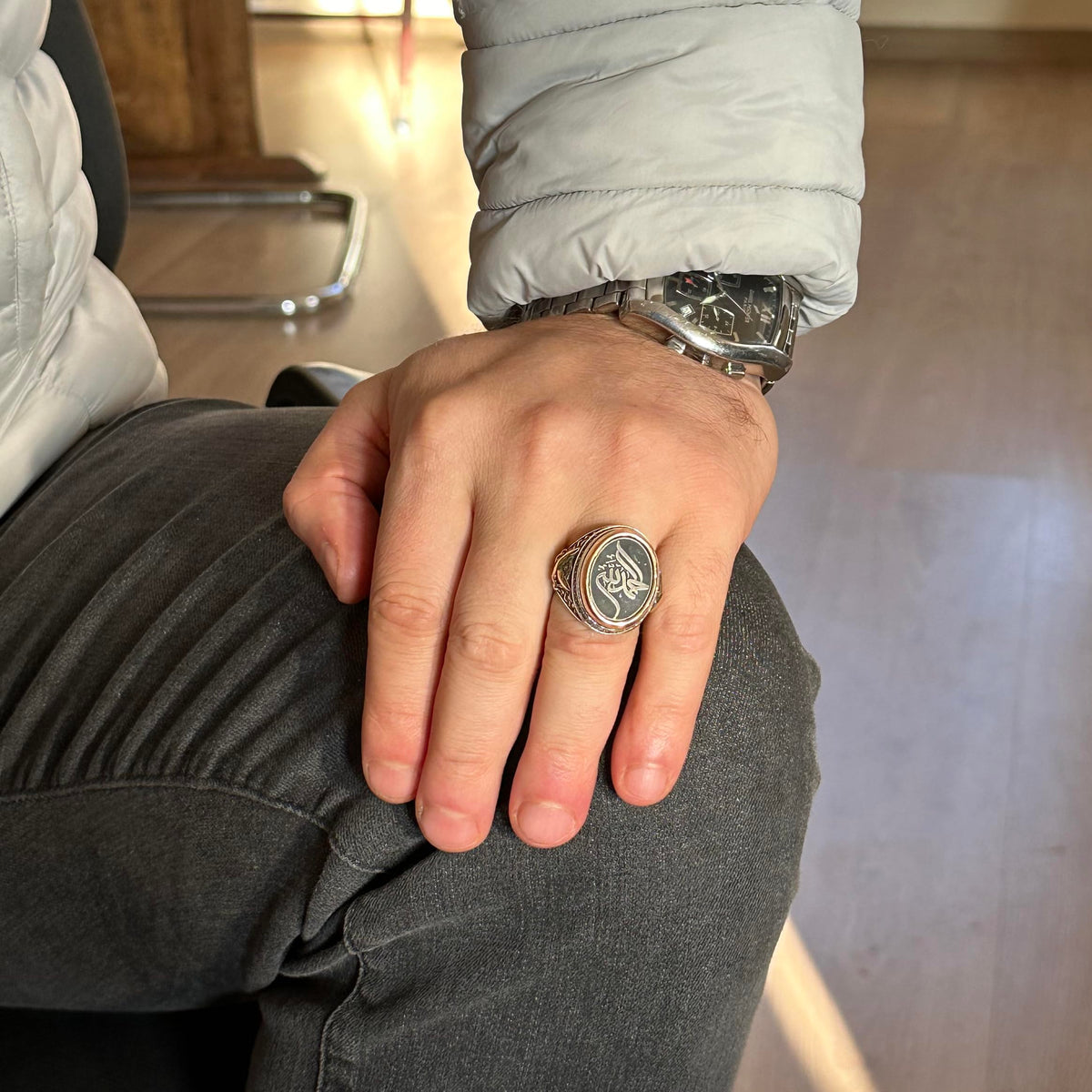 Sword Ring, Islamic Jewelry, 925 Sterling Silver Men's Ring, Showy Ring, Islamic Ring, Men's Ring — 4