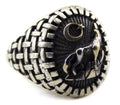 KAMBO Handmade 925 Sterling Silver Men's Ring, Vintage Wolf Animal Wildlife Design, Statement Jewelry Gift for Him, Birt