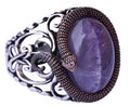 925 Sterling Silver Men's Ring - Handmade Elegance with Amethyst Stone