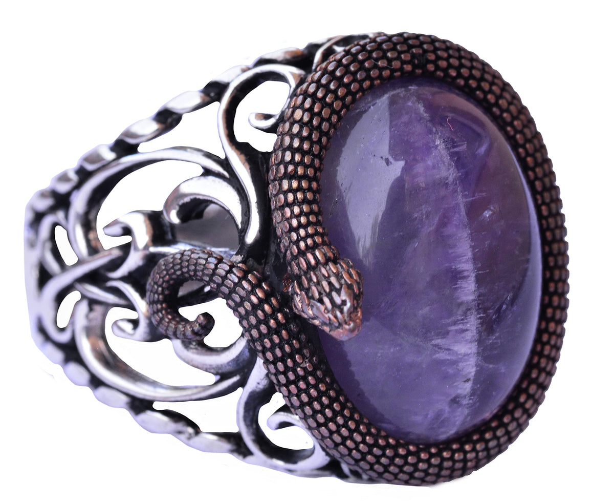 925 Sterling Silver Men's Ring - Handmade Elegance with Amethyst Stone