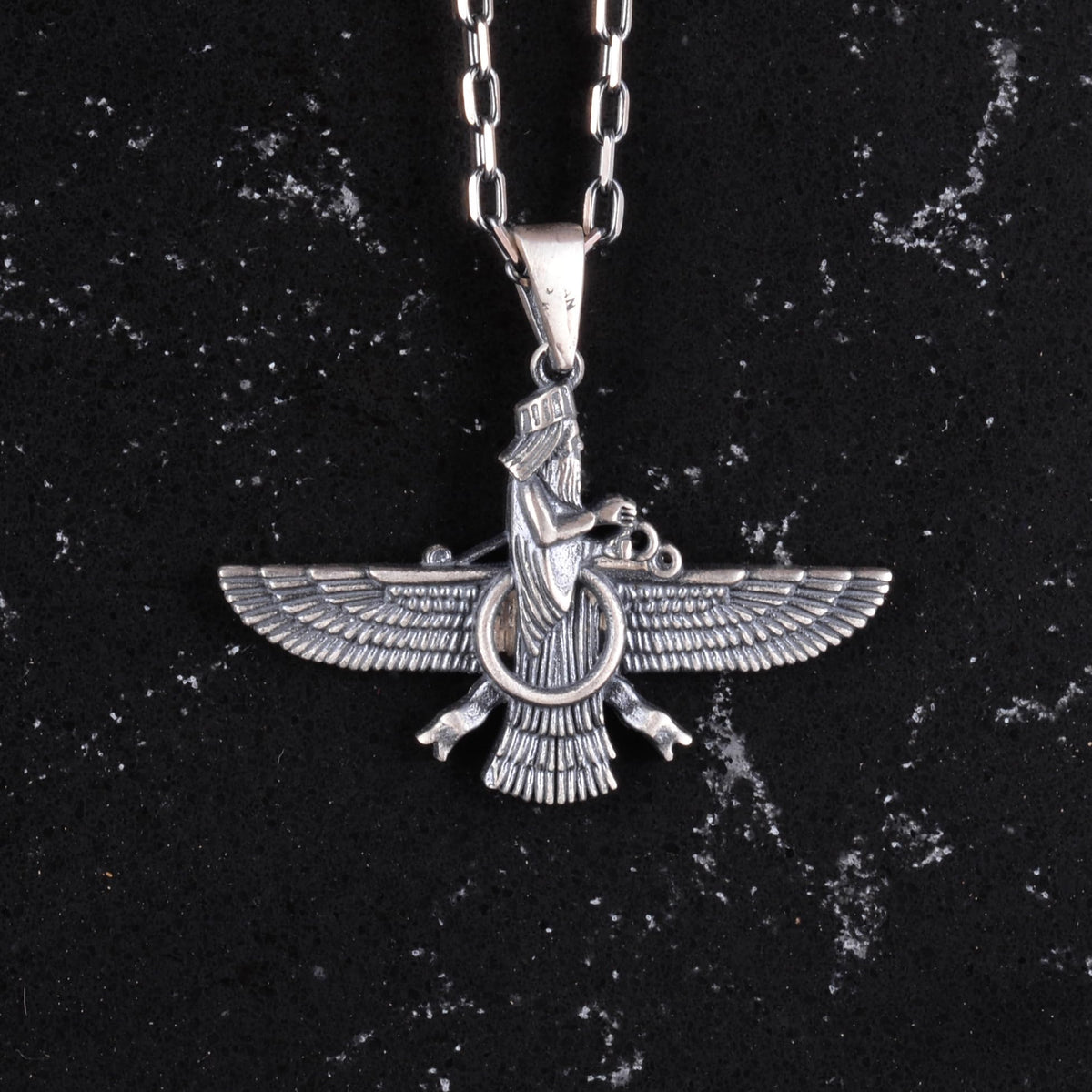 925 Sterling Silver Men's Necklace - Silver Faravahar Necklace - Spiritual Symbol of Zoroastrianism - Spiritual Jewelry — 4