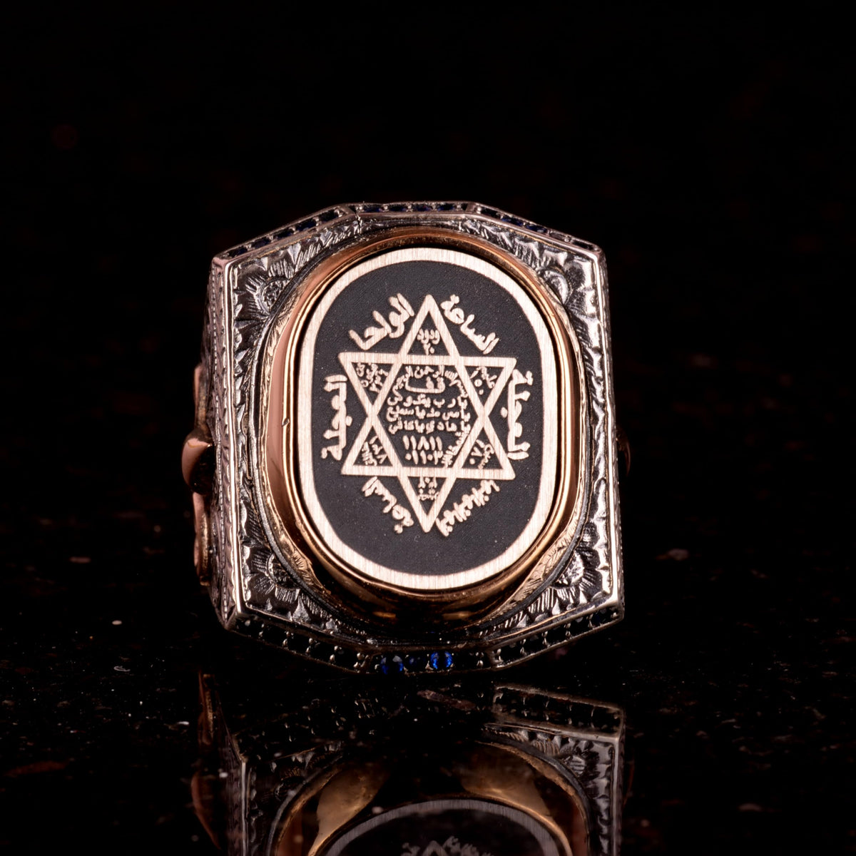KAMBO Handmade Men's 925 Sterling Silver Solomon Seal and Star of David Ring, Vintage Jewish Statement Jewelry, Gift for