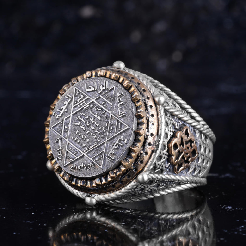 KAMBO Star of David Men's Ring 925 Sterling Silver – Engraved Seal of Solomon Ring – Handmade Vintage Religious Symbol Jewelry — 5