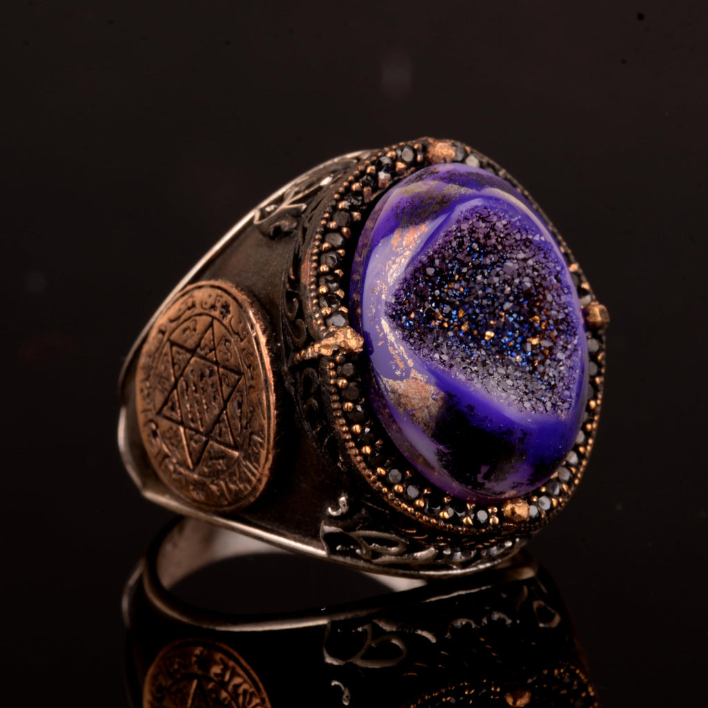 Natural Drusy Quartz Crystal Stone Ring — 4