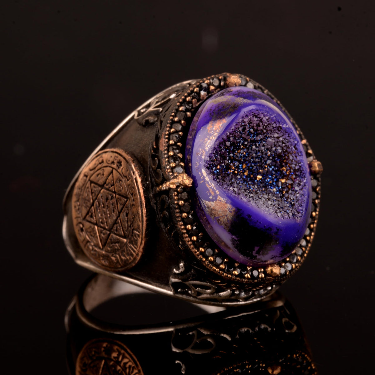 Natural Drusy Quartz Crystal Stone Ring — 4