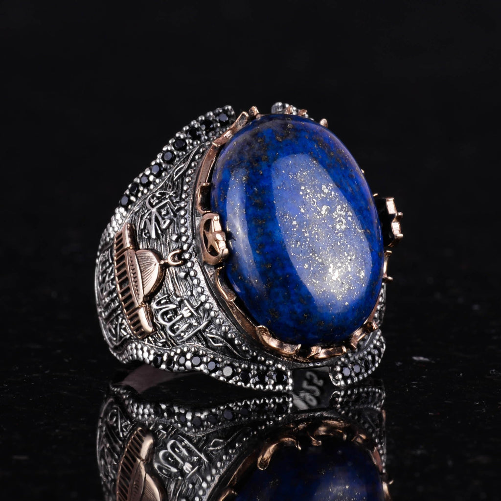 Handmade Lapis Lazuli Stone Mosque Design Silver Ring, 925 Sterling Solid Silver - Wisdom and Truth — 4