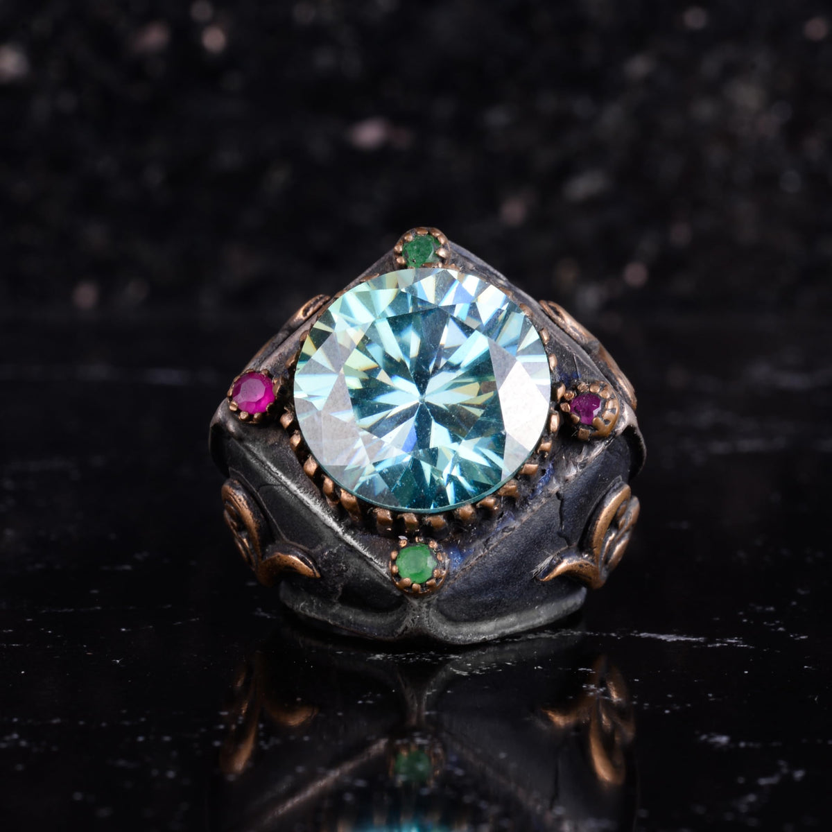 KAMBO Moissanite Stone Men's Ring 925 Sterling Silver – Handmade Luxury Statement Ring – Brilliant Cut Large Stone Jewelry — 4
