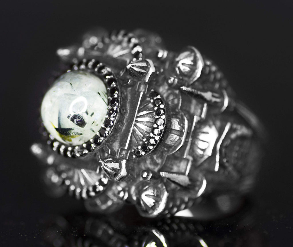 Luxury 925 Sterling Silver Ring - Natural Prehnite Jade Stone — 2