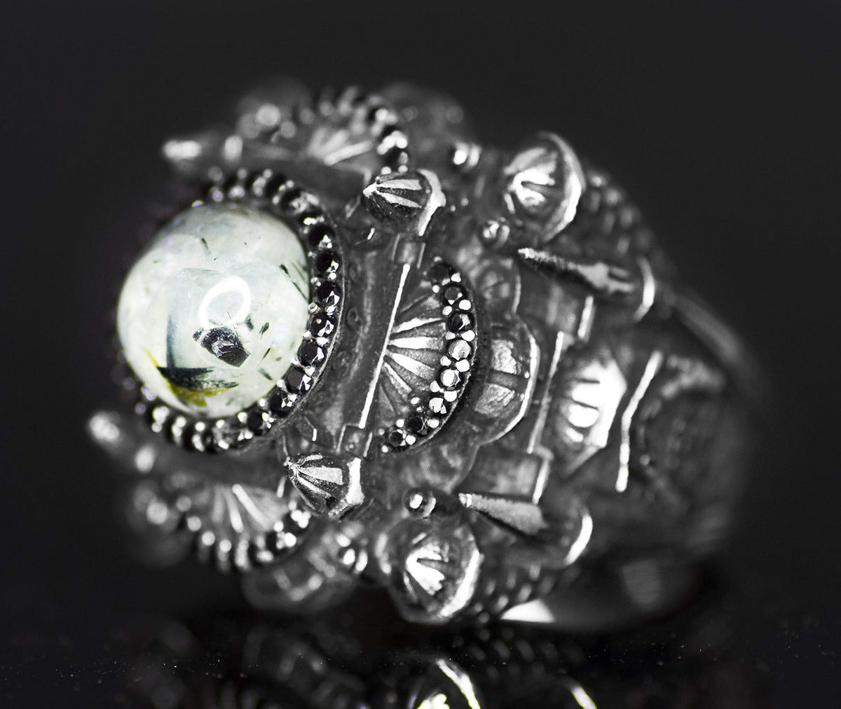 Luxury 925 Sterling Silver Ring - Natural Prehnite Jade Stone — 2