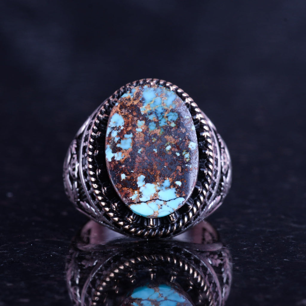 Natural Arizona Turquoise Stone Ring, 925 Sterling Silver Ring, Eagle Ring — 2