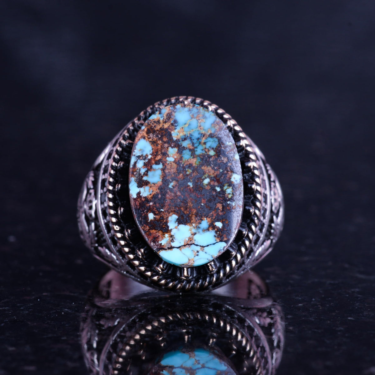 Natural Arizona Turquoise Stone Ring, 925 Sterling Silver Ring, Eagle Ring — 2