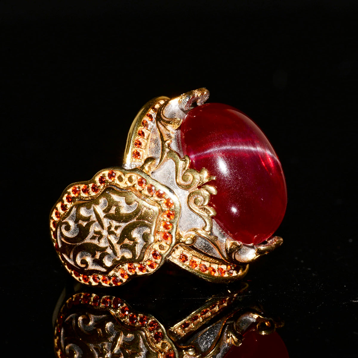 Natural Star Ruby Stone Ring, 925 Sterling Silver Ring — 5