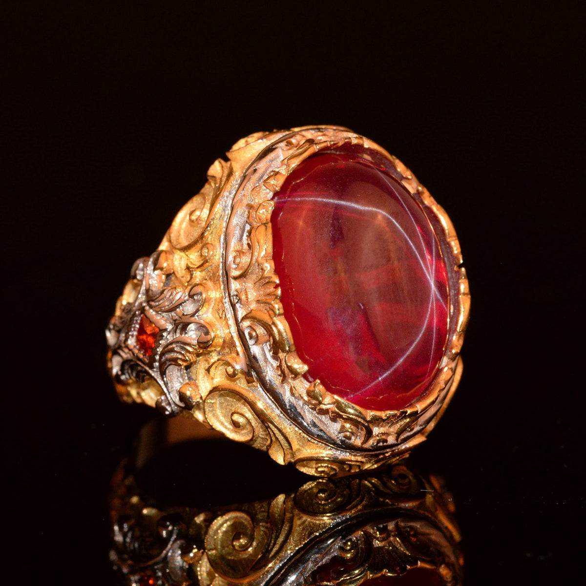 Natural Star Ruby Stone Ring - Handcrafted 925 Sterling Silver Ring (Model-2) — 4