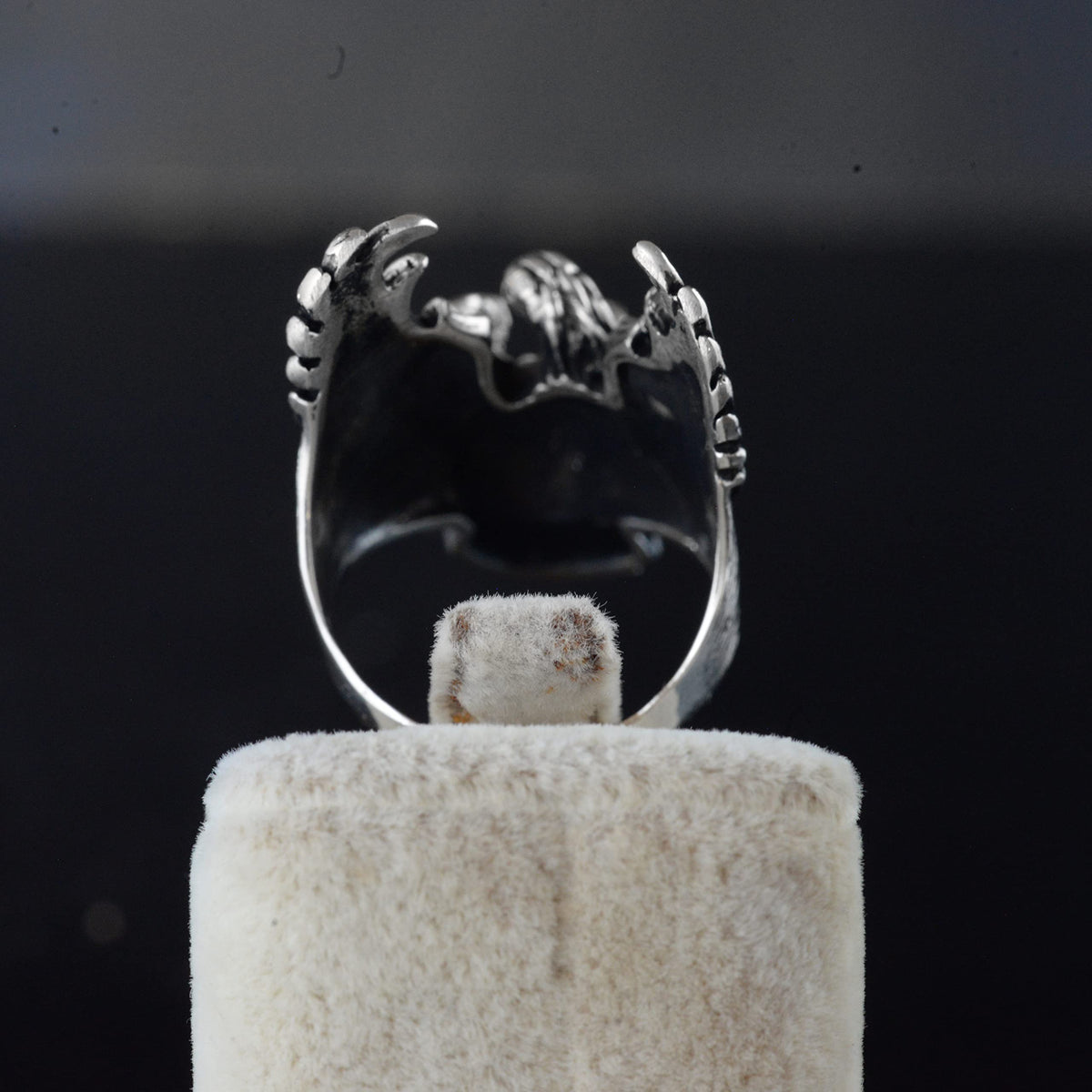 Large and Heavy Silver Biker Ring - Phoenix and Skull Design — 8