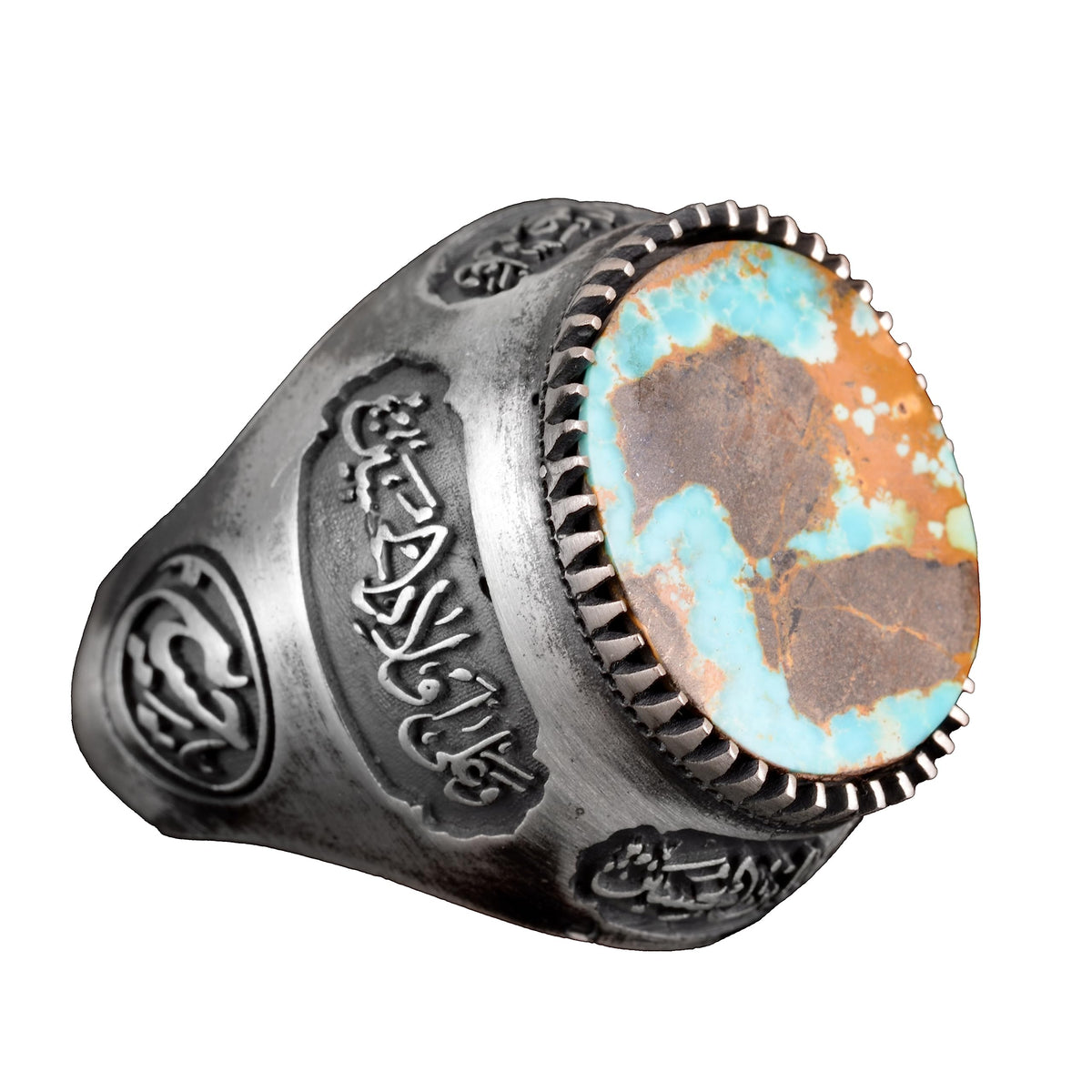 Natural Arizona Turquoise Stone Ring, Men's Ring, 925 Sterling Silver