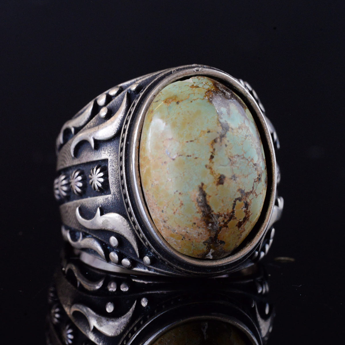 925 Sterling Silver Men's Ring Natural Arizona Turquoise Stone - Vintage Design Handmade Jewelry (Model-2) — 5