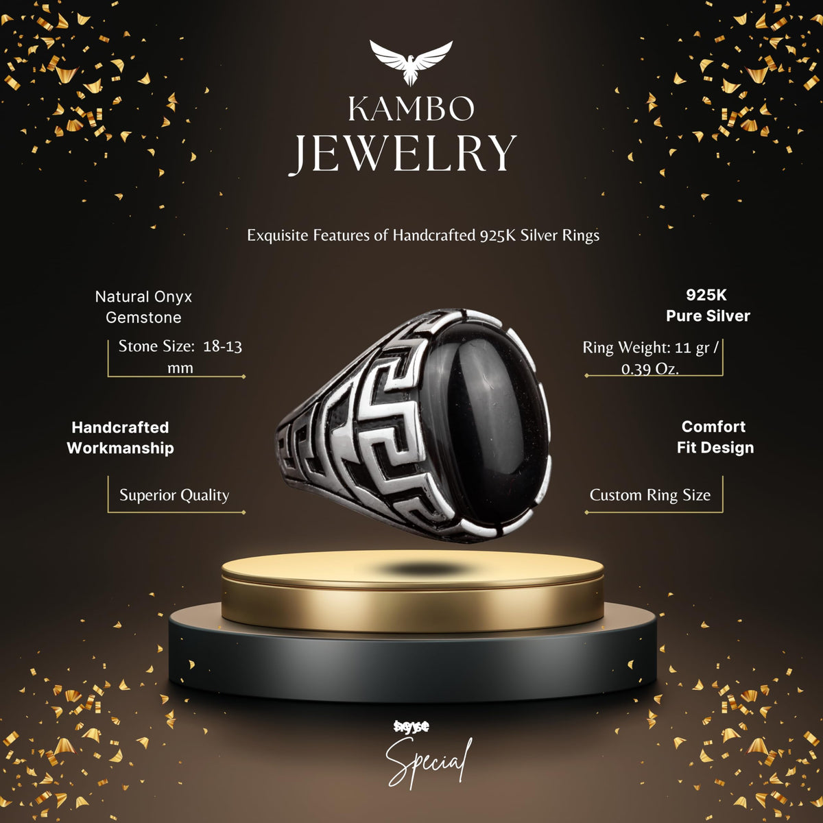 Handmade Silver Ring - Onyx Stone Men's Ring — 2