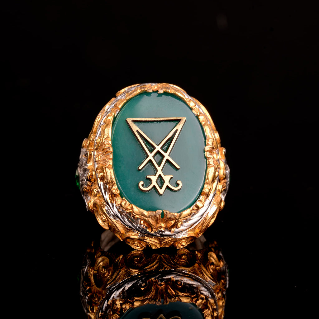 KAMBO Jade Stone Ring Men’s 925 Sterling Silver Signet Ring Handmade Gold Plated King Style Vintage Statement Jewelry Bi