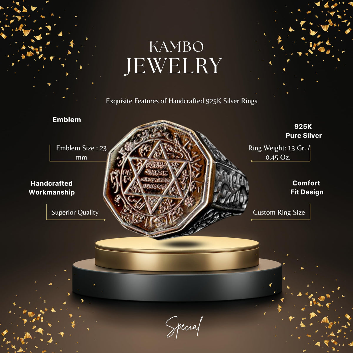 Silver Ring - Star of David with Arabic Calligraphy — 2