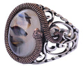 Natural Yemen Agate Stone, Snake Ring, Handmade Ring, Silver Men's Ring, Gift for Him, Silver Accessory Brown