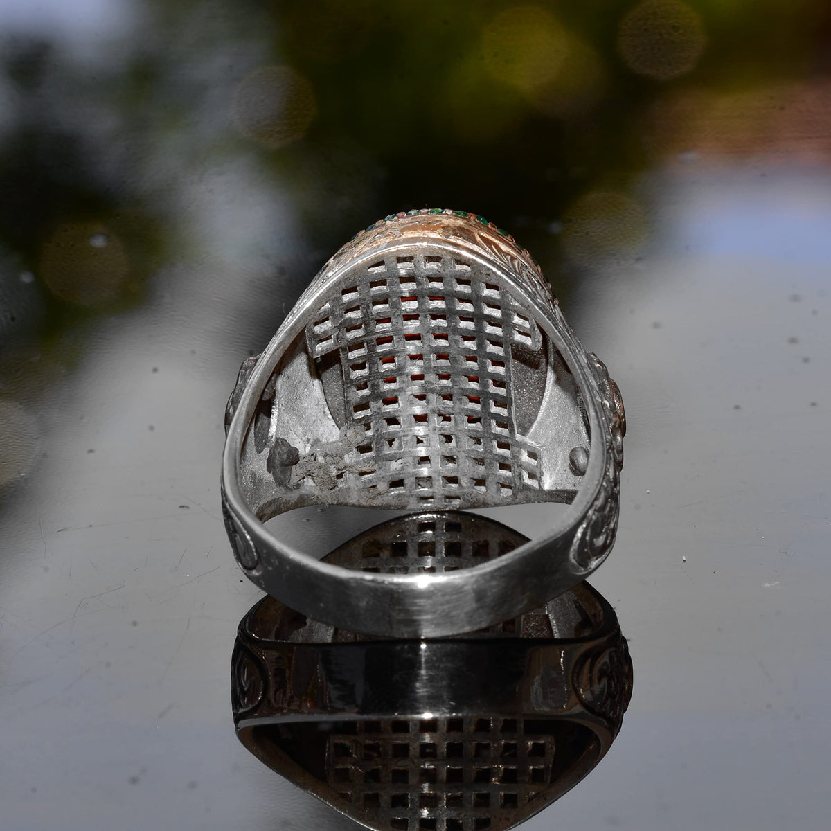 Handmade Natural Red Coral Ring | 925 Sterling Silver Men's Ring — 5